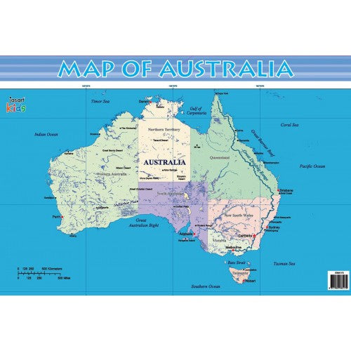 Jasart Learning Wall Chart, AUSTRALIA, Bright Brilliant Colours, Laminated Chart
