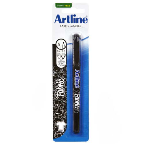 Artline 7541 Fabric Marker Bullet Black, Withstand Repeated Washing, 0.4 mm and 1.0 mm Nibs