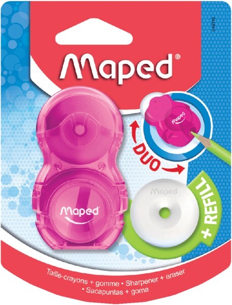 Maped Sharpener Eraser Combo Loopy Rubber PVC Free, High Quality