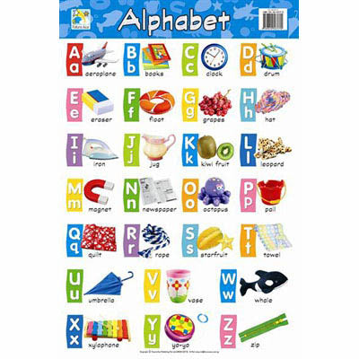 Jasart Learning Wall Chart, ALPHABET, Bright Brilliant Colours, Laminated Chart