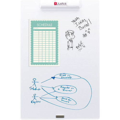 Justick by Smead, Frameless Mini Electro Dry-Erase Board with clear overlay, with Electro Surface Technology, White 400 mm X 600 mm