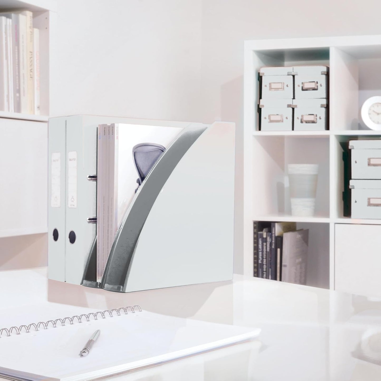 Leitz 52771001 Magazine File, A4, Wow Range, Pearl White, High Quality Robust Product