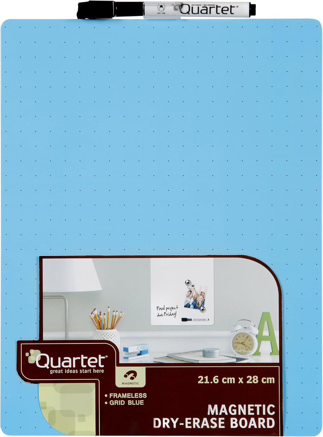 QUARTET QT79553 WHITEBOARD Magnetic Tile Grid, Blue DOT 216 X 280 MM, A4
