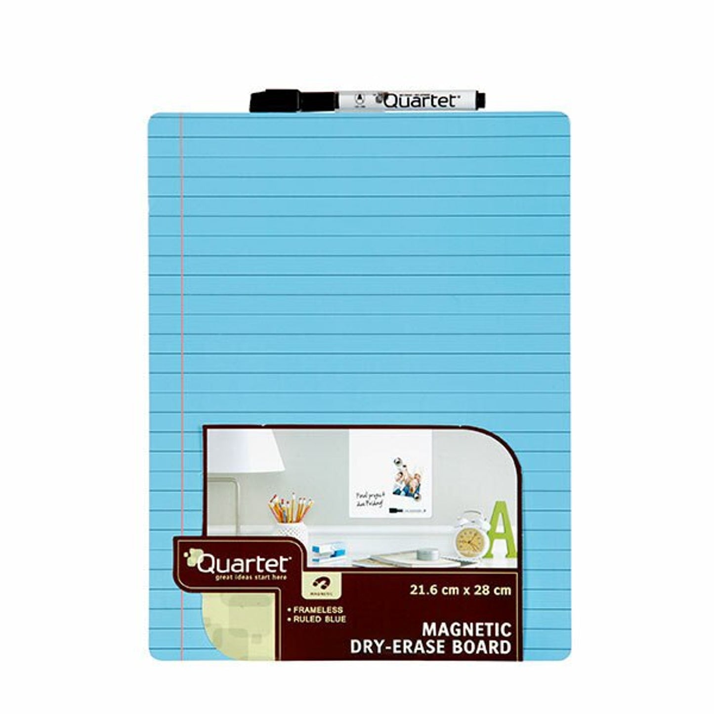 QUARTET #QT79551 WHITEBOARD MAGNETIC TILE RULED 216 X 280MM BLUE, A4