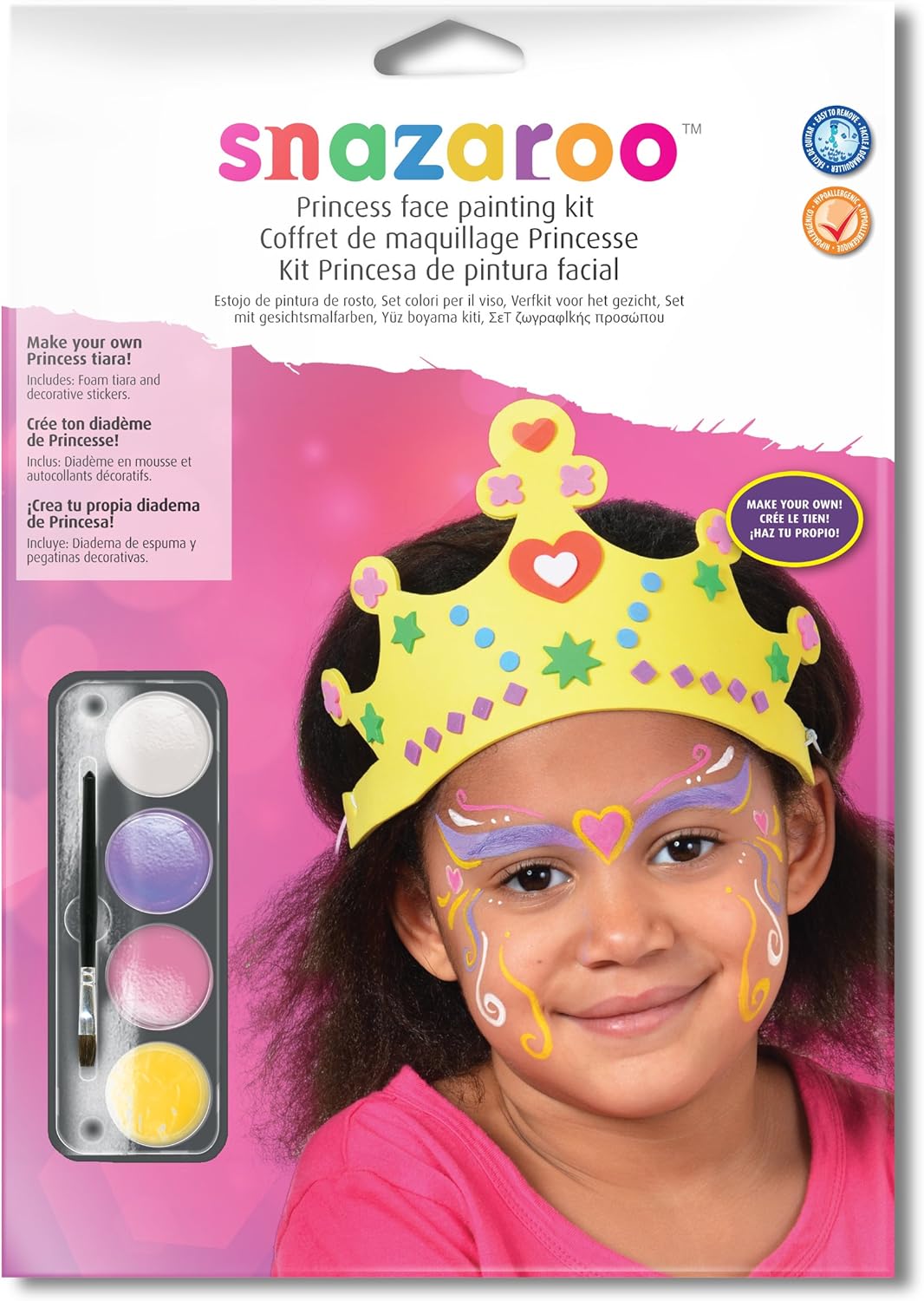 Snazaroo Princess Role Play Face Painting Kit, World's Favourite Face and Body Paint, Non Toxic Colours, Made in UK, Hypo Allergenic and Easy to Remove