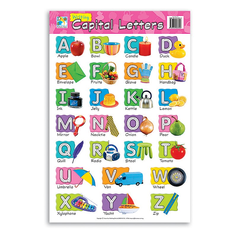 Jasart Learning Wall Chart, CAPITAL LETTERS, Bright Brilliant Colours, Laminated Chart