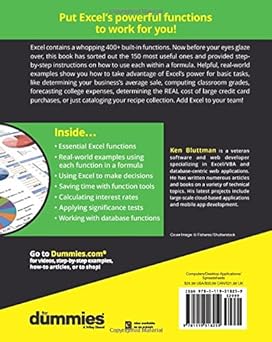 Excel formulas & functions for dummies, 5th edition