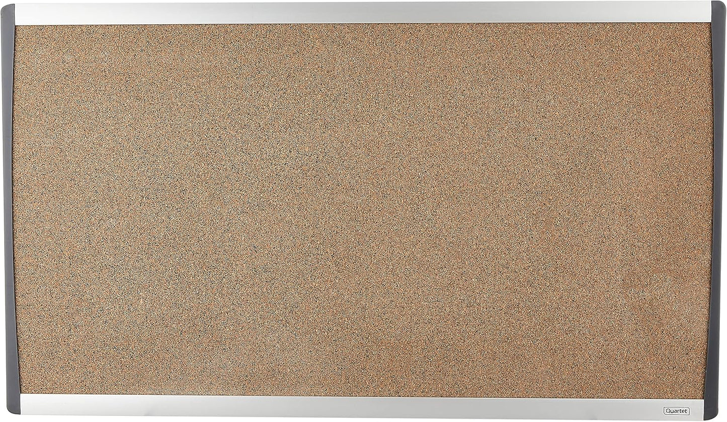 Quartet Bulletin Board, 24" x 14", Corkboard, Cubicle, Arc, Aluminum Frame (ARCB2414)