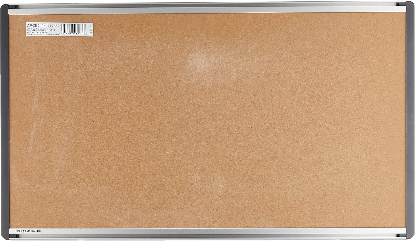 Quartet Bulletin Board, 24" x 14", Corkboard, Cubicle, Arc, Aluminum Frame (ARCB2414)