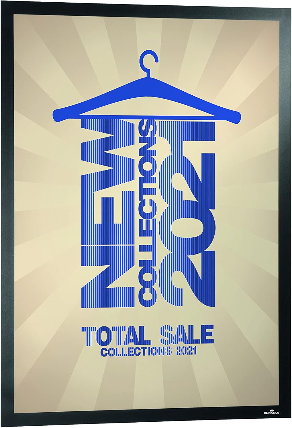 Durable Duraframe Poster, 50 x 70cm, Black, 499601, Self Adhesive Magnetic Poster Frame