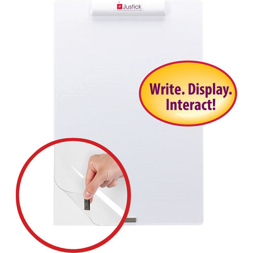 Justick by Smead, Frameless Mini Electro Dry-Erase Board with clear overlay, with Electro Surface Technology, White 400 mm X 600 mm