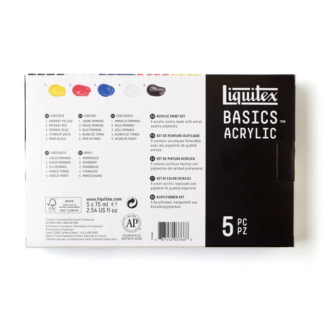 Liquitex Basics Acrylic Primary Paint Set 5
