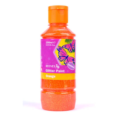 Reeves Glitter Paint Orange Colour, 250ml, NON TOXIC, MADE TO THE HIGHEST QUALITY