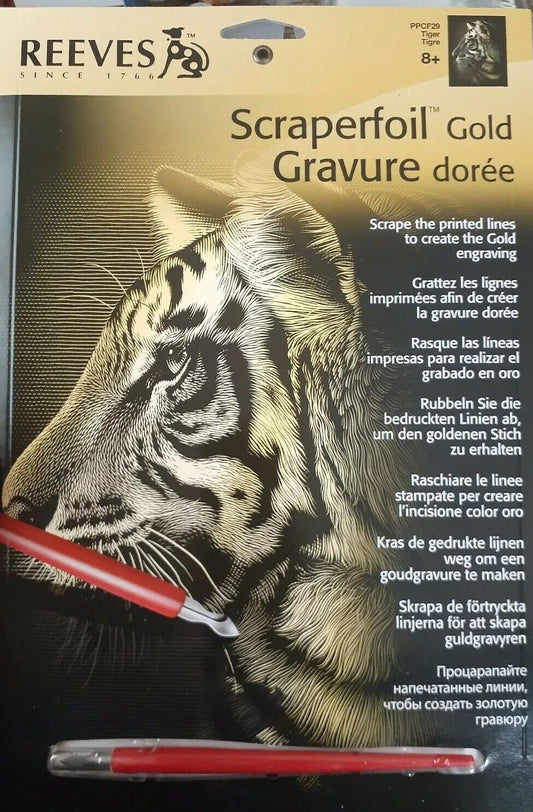 Reeves Scraperfoil Gold Gravure doree Tiger, Excellent Art & Craft Activity, For 8+