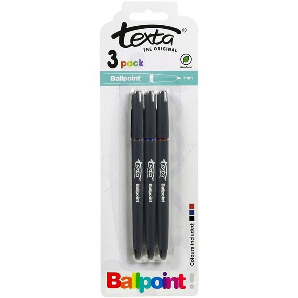 TEXTA BALLPOINT PEN MEDIUM ASSORTED PACK 3