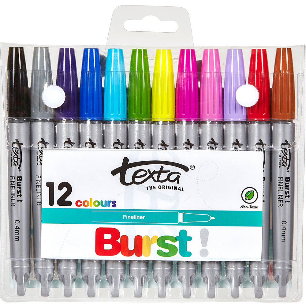 TEXTA BURST FINELINER PENS ASSORTED PACK 12