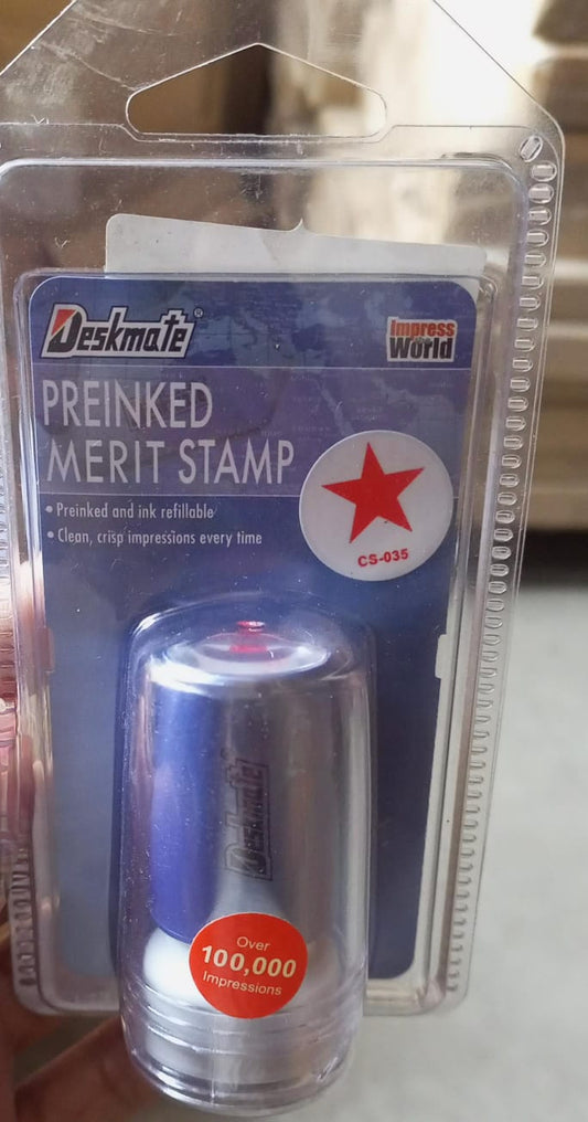Deskmate Pre-Inked Merit Stamp Star Red
