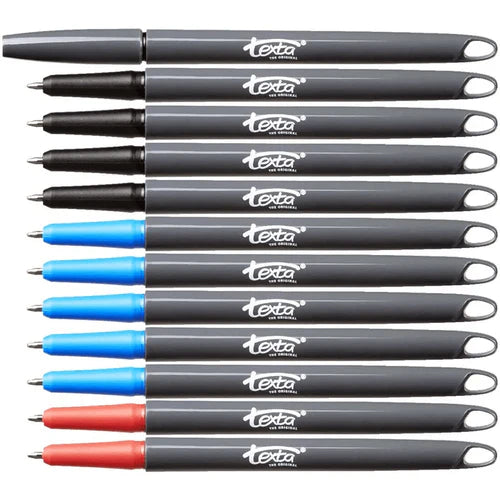 TEXTA Assorted Ballpoint Pens Box of 12, Multicoloured, (48908)